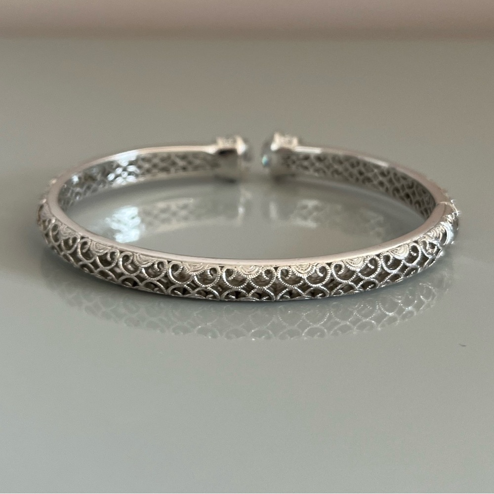 Tacori 925 Sterling Silver CZ Hinged Bracelet - Picture 6 of 12